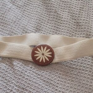 Vintage Rustic Cream and Brown Belt with Nature-Inspired Design